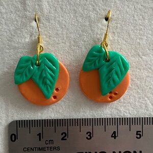 Handcrafted Orange and Green Leaf Earrings
